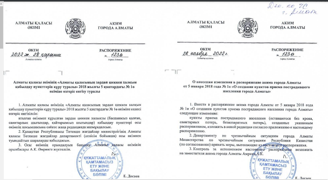 "О  создании пунктов приема пострадавшего населения г. Алматы", КГУ "Гимназия №15"